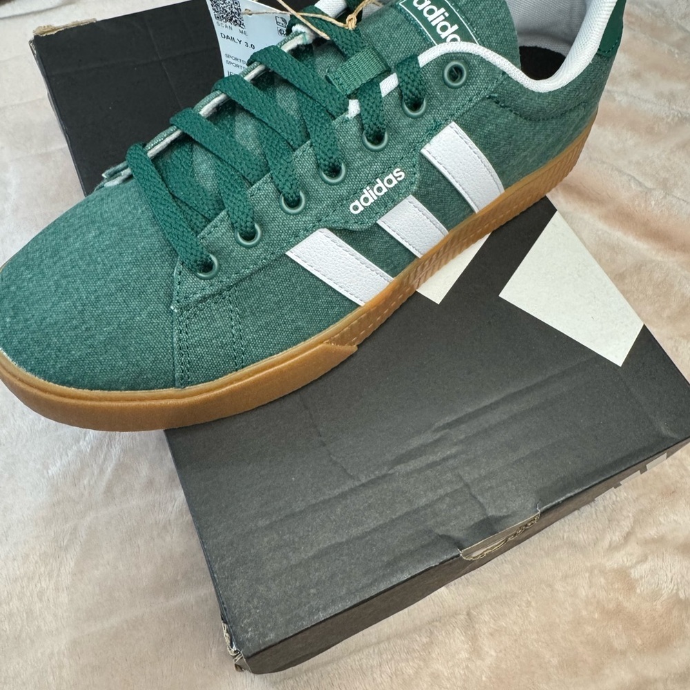 Adidas Forest Green with White Daily 3.0 Shoes Mens 10 Womens 11